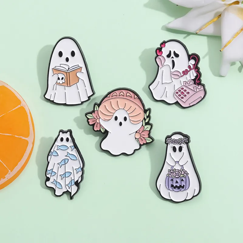 Cartoon Style Cowboy Style Halloween Pattern Ghost Devil Alloy Stamping Stoving Varnish Plating Women's Brooches display picture 8
