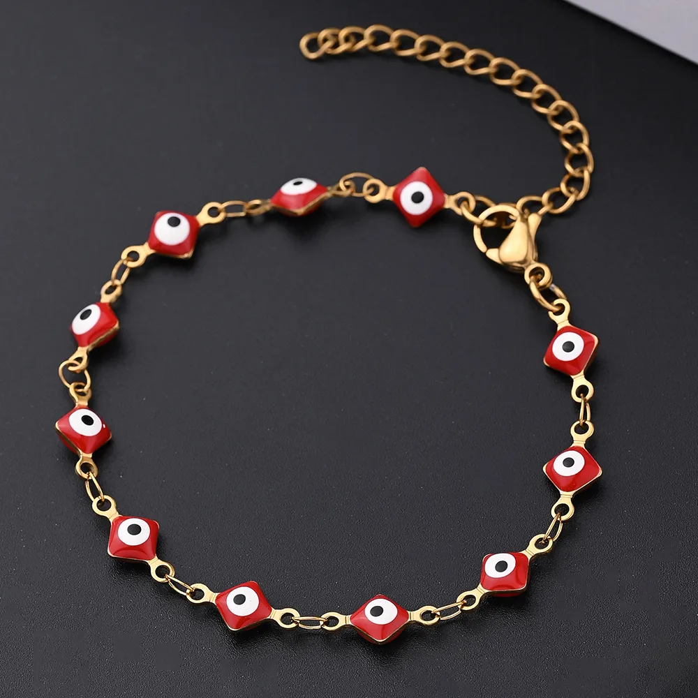 Ethnic Style Classic Style Artistic Devil's Eye Square Simple 304 Stainless Steel 18K Gold Plated Bracelets In Bulk display picture 7