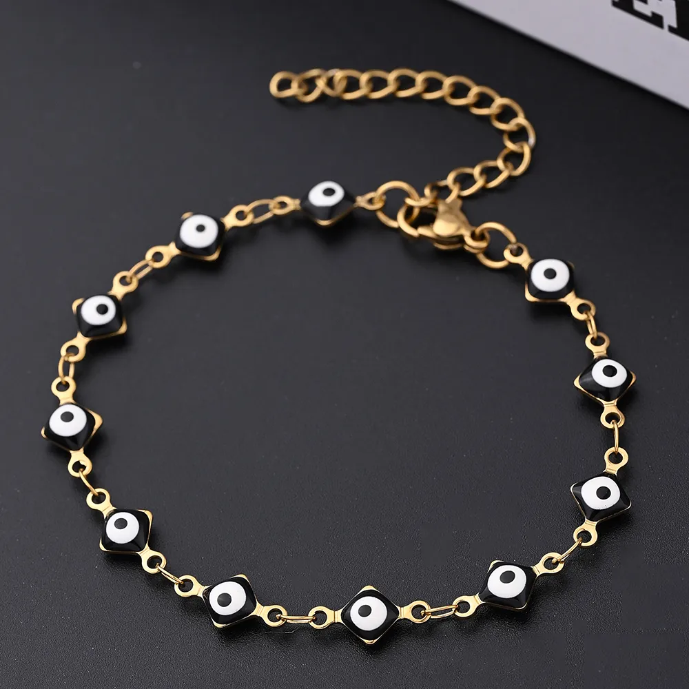 Ethnic Style Classic Style Artistic Devil's Eye Square Simple 304 Stainless Steel 18K Gold Plated Bracelets In Bulk display picture 6