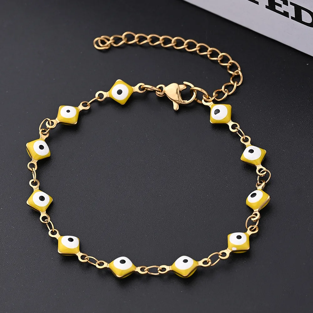 Ethnic Style Classic Style Artistic Devil's Eye Square Simple 304 Stainless Steel 18K Gold Plated Bracelets In Bulk display picture 5