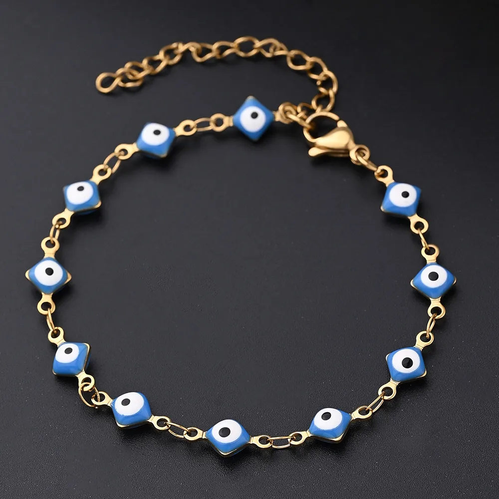 Ethnic Style Classic Style Artistic Devil's Eye Square Simple 304 Stainless Steel 18K Gold Plated Bracelets In Bulk display picture 8