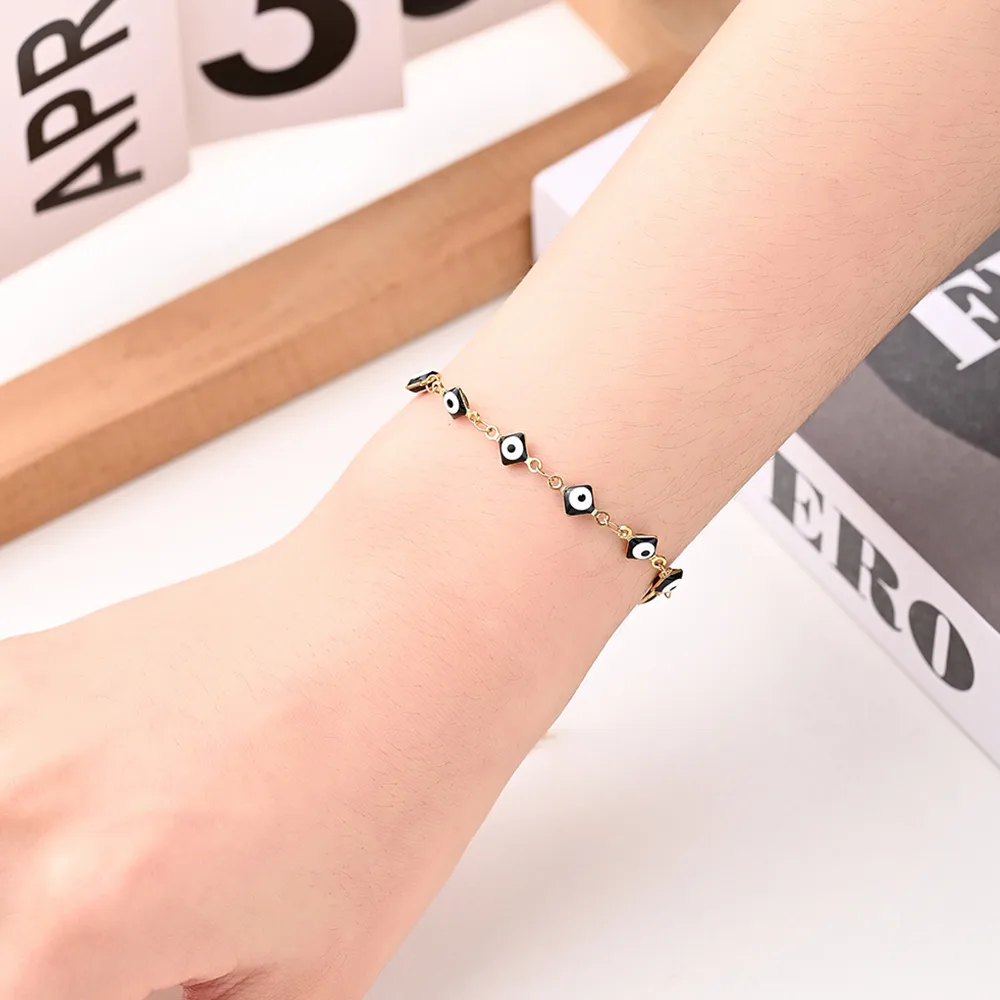 Ethnic Style Classic Style Artistic Devil's Eye Square Simple 304 Stainless Steel 18K Gold Plated Bracelets In Bulk display picture 2