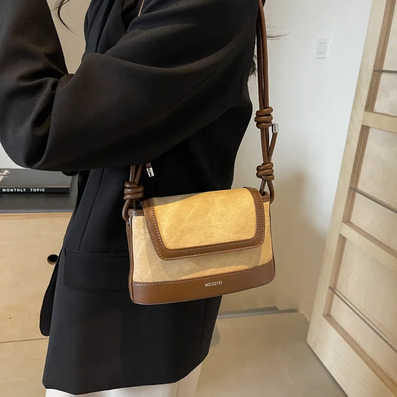 Women's Pu Leather Color Block Classic Style Sewing Thread Square Flip Cover Crossbody Bag display picture 20