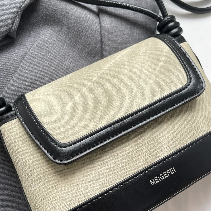 Women's Pu Leather Color Block Classic Style Sewing Thread Square Flip Cover Crossbody Bag display picture 26