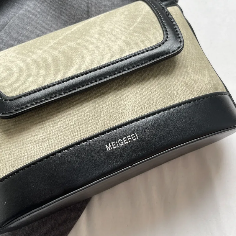 Women's Pu Leather Color Block Classic Style Sewing Thread Square Flip Cover Crossbody Bag display picture 28