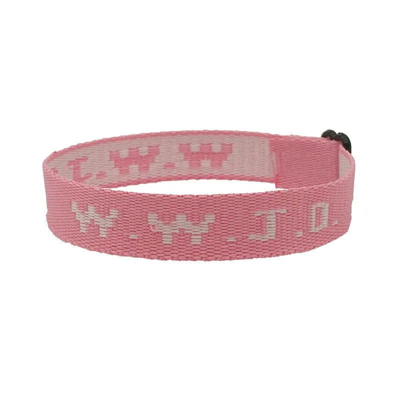 W.W.J.D. Letter Jacquard Printed Wrist Strap Bracelet Ribbon Unisex WWJD Bracelet Adjustable Bracelet display picture 19