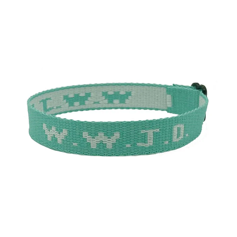 W.W.J.D. Letter Jacquard Printed Wrist Strap Bracelet Ribbon Unisex WWJD Bracelet Adjustable Bracelet display picture 21