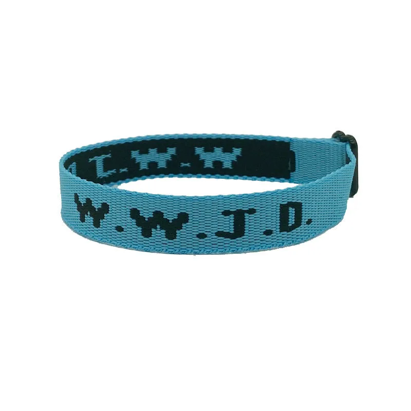 W.W.J.D. Letter Jacquard Printed Wrist Strap Bracelet Ribbon Unisex WWJD Bracelet Adjustable Bracelet display picture 22
