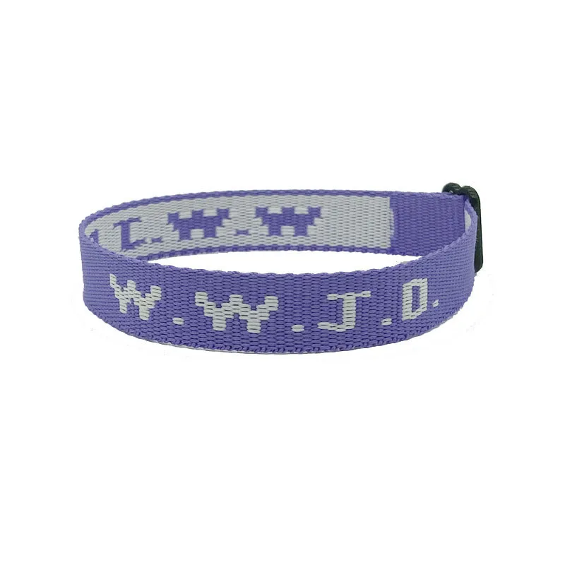 W.W.J.D. Letter Jacquard Printed Wrist Strap Bracelet Ribbon Unisex WWJD Bracelet Adjustable Bracelet display picture 24
