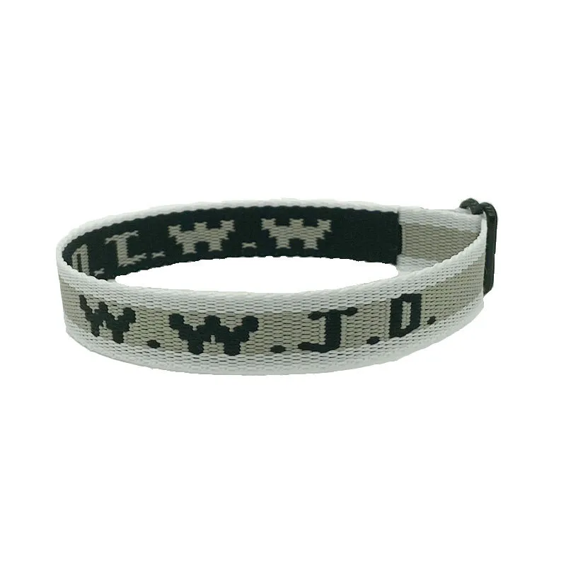 W.W.J.D. Letter Jacquard Printed Wrist Strap Bracelet Ribbon Unisex WWJD Bracelet Adjustable Bracelet display picture 18
