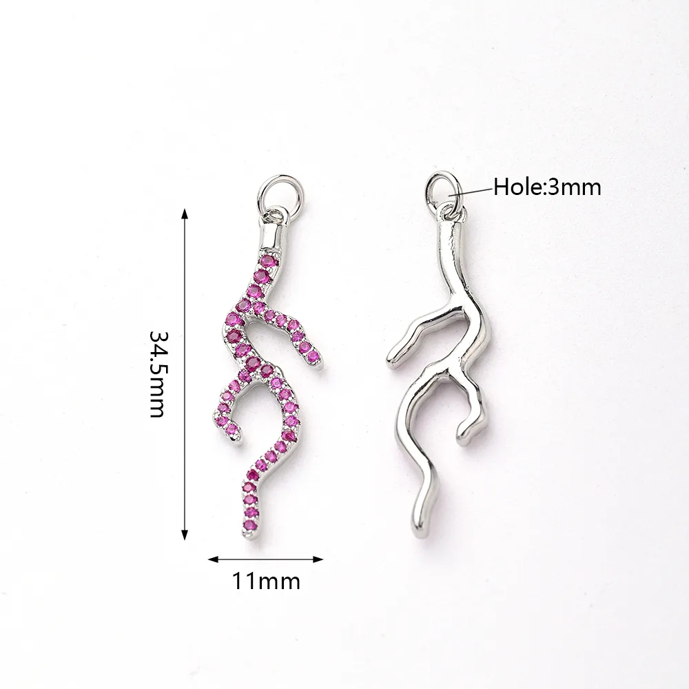 1 Pc/Package 34.5x11mm Hole 3~3.9mm Copper Zircon Rose Gold Plated White Gold Plated Gold Plated Coral Polished Pendant display picture 5