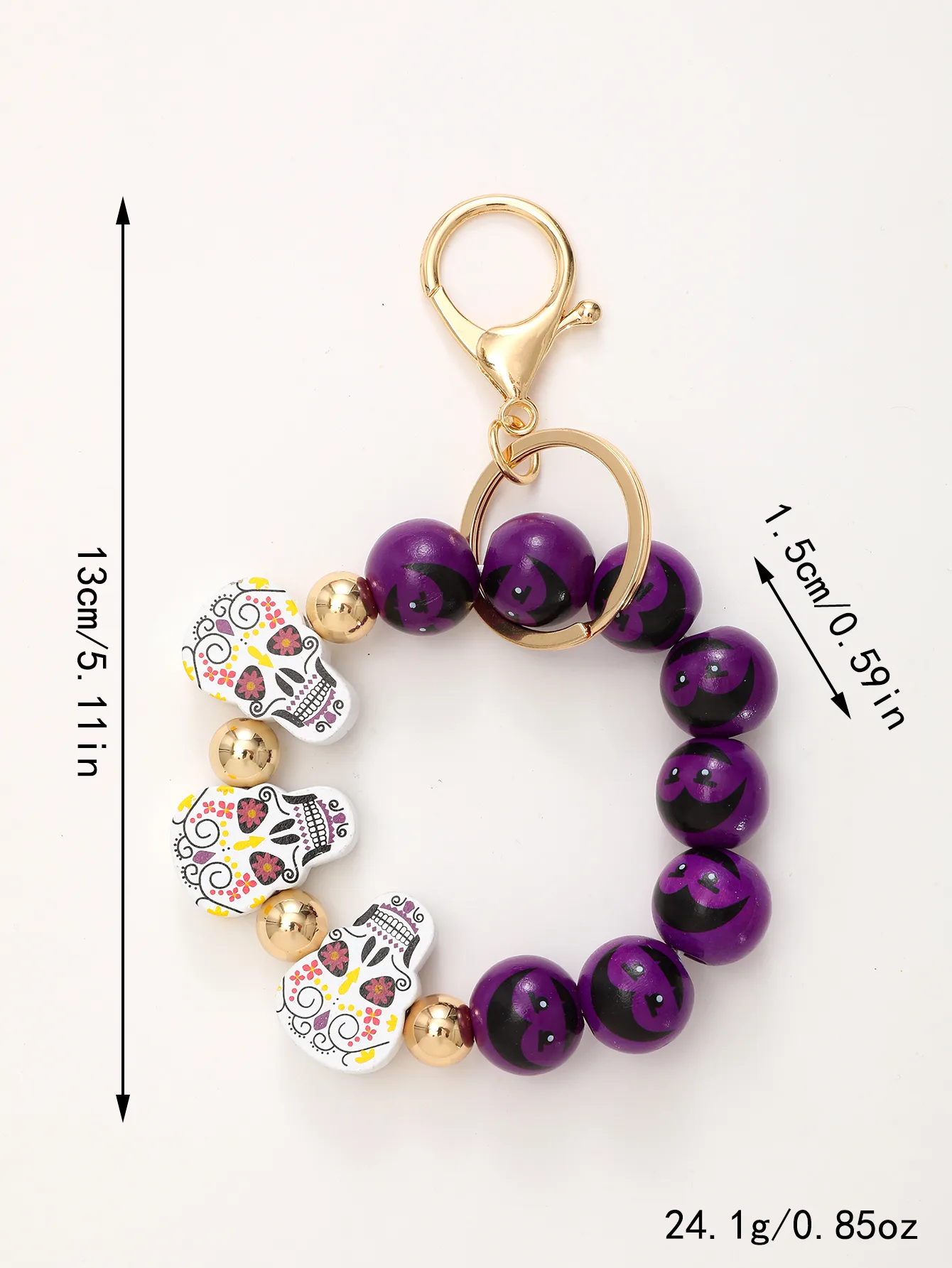 Casual Simple Style Bat Wood Beaded Halloween Keychain display picture 12