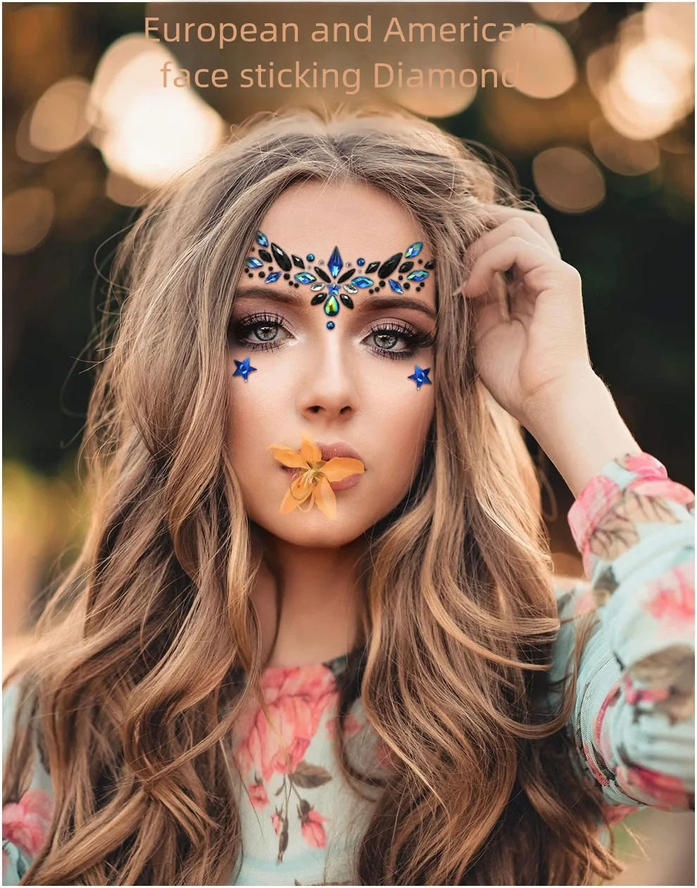Children's Music Festival Makeup Special Effects Eye Face Water Drill Stickers Corner Eye Eyebrow Heart Stickers Performance display picture 1
