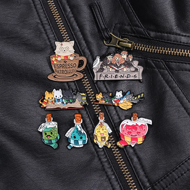 Cartoon Style Cute Animal Cat Magic Medicine Bottle Alloy Stamping Stoving Varnish Plating Unisex Brooches display picture 4