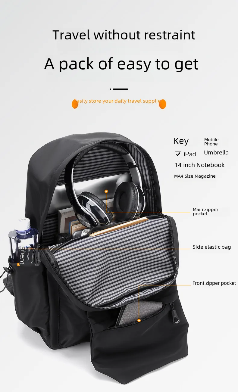 Backpack Men's Business Backpack Fashion Oxford Cloth Large Capacity Satchel Student School Bag Computer Bag Men's Bag display picture 4