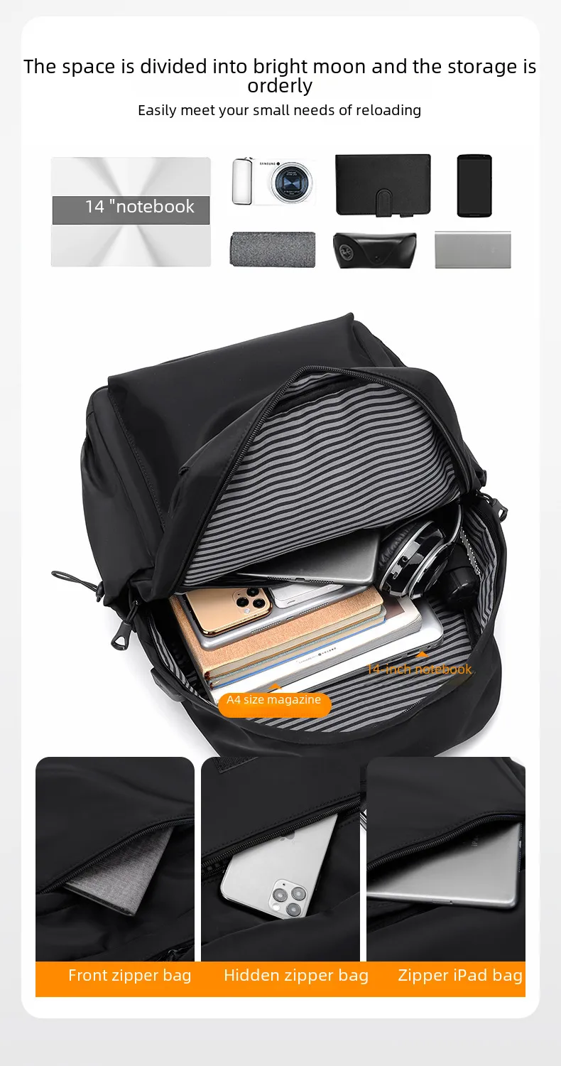 Backpack Men's Business Backpack Fashion Oxford Cloth Large Capacity Satchel Student School Bag Computer Bag Men's Bag display picture 5