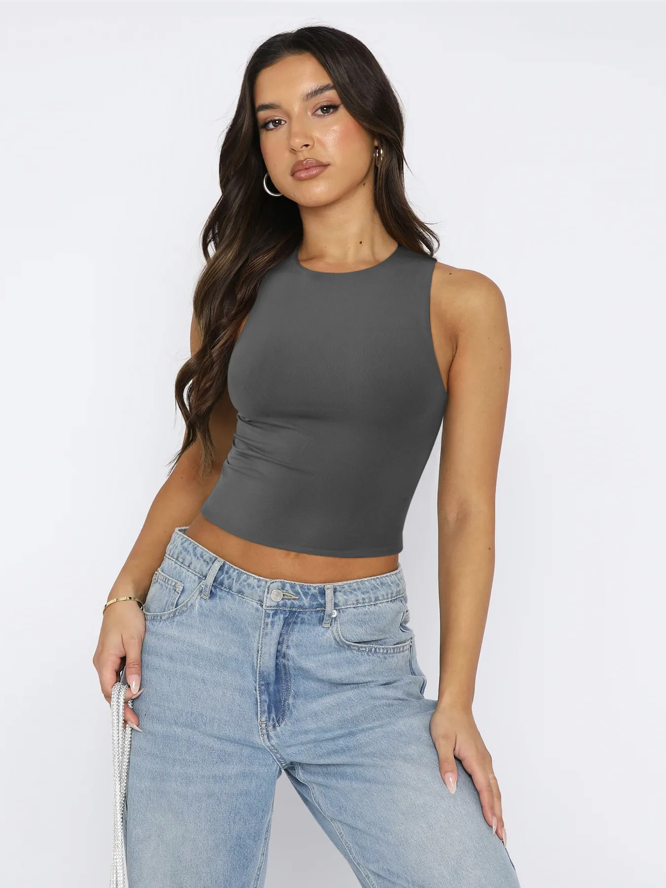 Spice Girl Fashion Spring And Summer Y2K Sleeveless Vest Slim-fit Slimming Inner Wearing Outer Wearing Sports Short Top For Women display picture 18