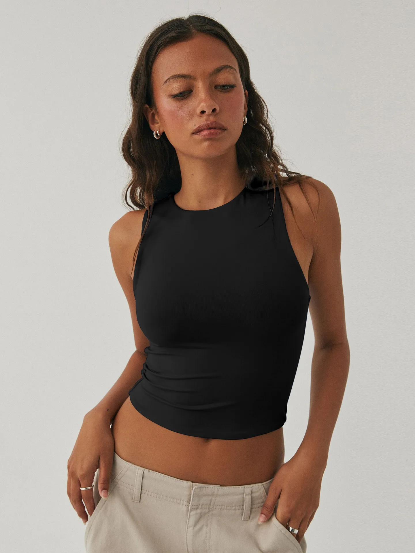 Spice Girl Fashion Spring And Summer Y2K Sleeveless Vest Slim-fit Slimming Inner Wearing Outer Wearing Sports Short Top For Women display picture 32