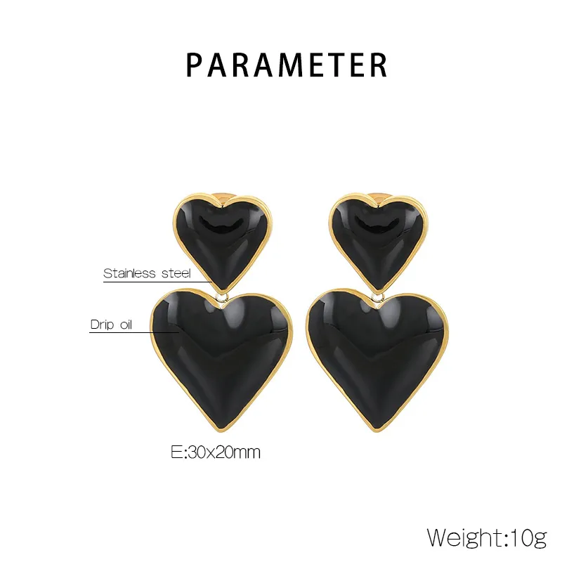 1 Pair Vintage Style Heart Shape 304 Stainless Steel 18K Gold Plated Drop Earrings display picture 1