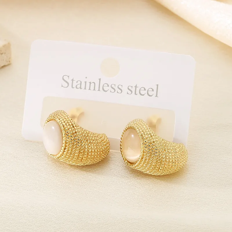 1 Pair Vintage Style Water Droplets 304 Stainless Steel 18K Gold Plated Ear Studs display picture 2