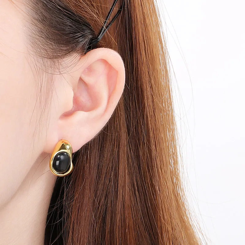 1 Pair Vintage Style Water Droplets 304 Stainless Steel 18K Gold Plated Ear Studs display picture 9