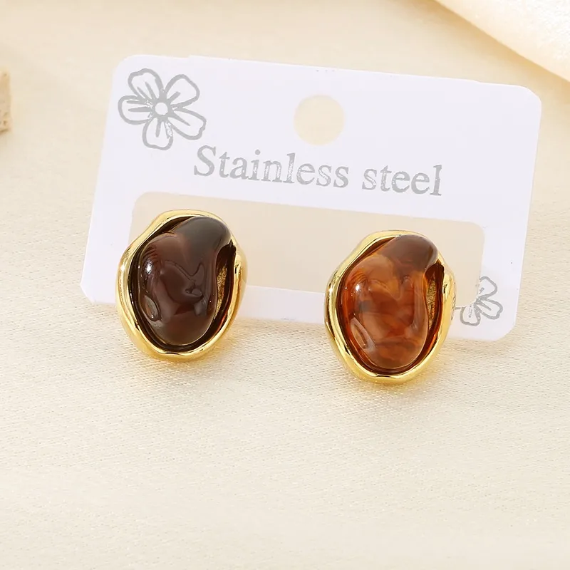 1 Pair Vintage Style Water Droplets 304 Stainless Steel 18K Gold Plated Ear Studs display picture 7