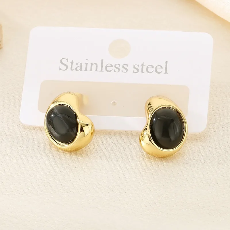 1 Pair Vintage Style Water Droplets 304 Stainless Steel 18K Gold Plated Ear Studs display picture 13