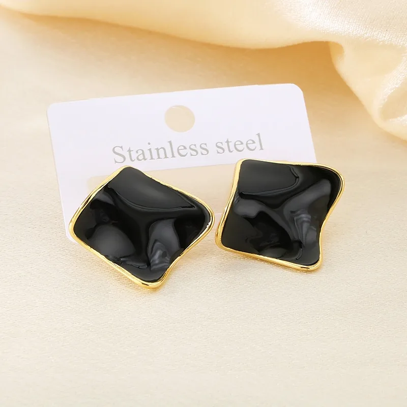 1 Pair Simple Style Square 304 Stainless Steel 18K Gold Plated Ear Studs display picture 6