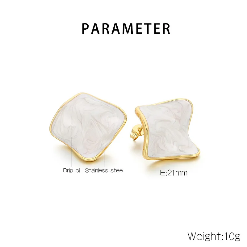1 Pair Simple Style Square 304 Stainless Steel 18K Gold Plated Ear Studs display picture 1