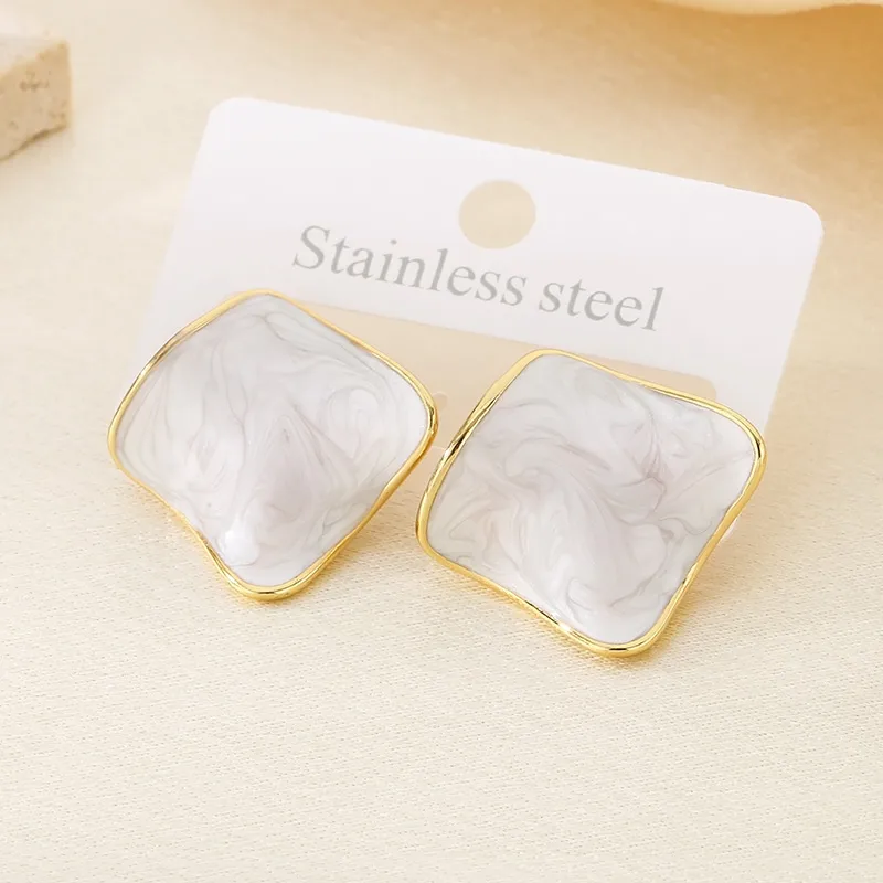 1 Pair Simple Style Square 304 Stainless Steel 18K Gold Plated Ear Studs display picture 11
