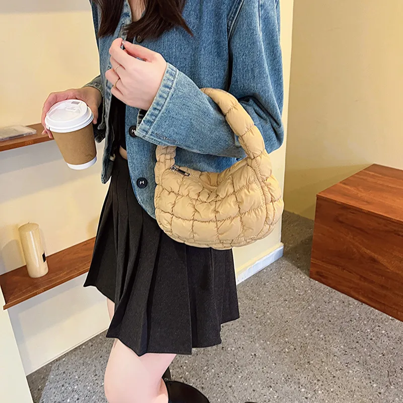 Autumn And Winter Mini Cloud Handbag Korean Style New Down Cotton-padded Underarm Bag Bubble Elastic  Handbag display picture 7