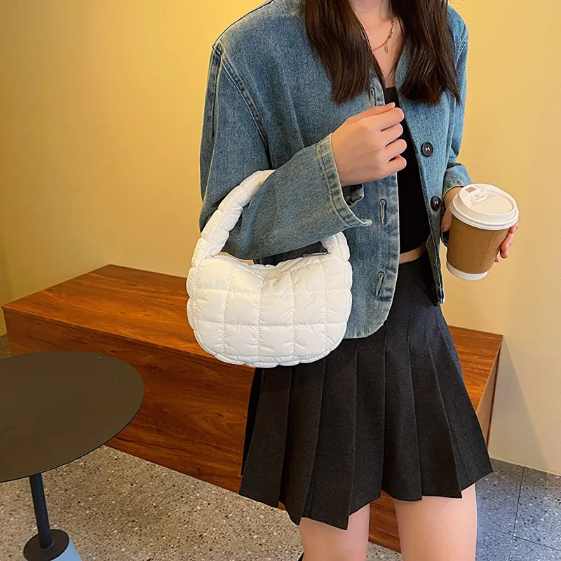 Autumn And Winter Mini Cloud Handbag Korean Style New Down Cotton-padded Underarm Bag Bubble Elastic  Handbag display picture 8