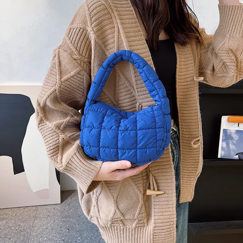 Autumn And Winter Mini Cloud Handbag Korean Style New Down Cotton-padded Underarm Bag Bubble Elastic  Handbag display picture 10