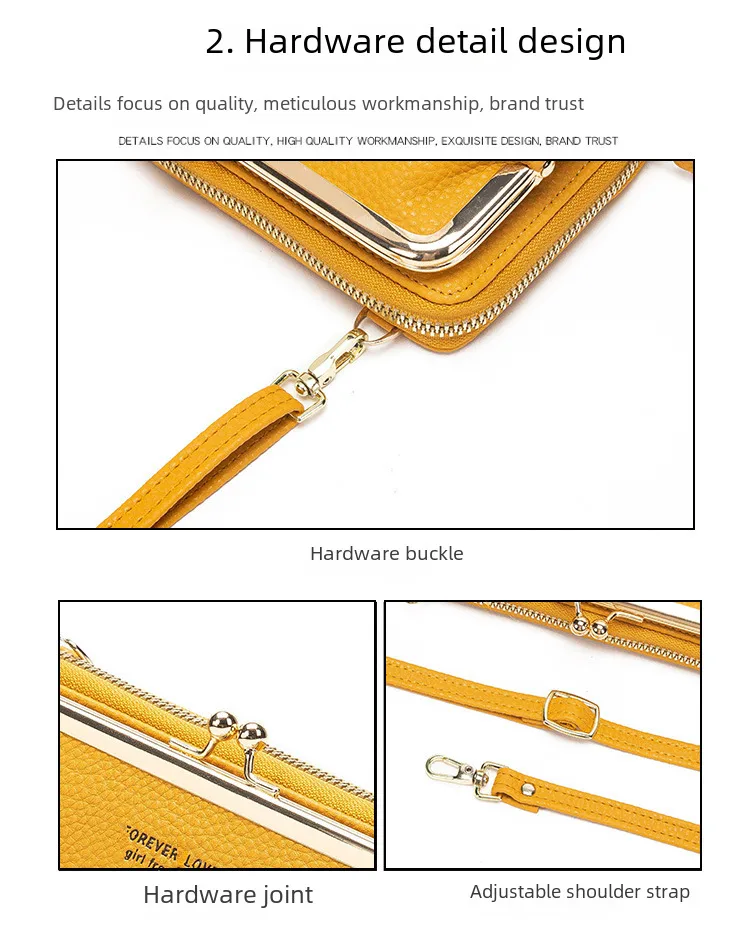 Candy Color Fashion Large Capacity Mobile Phone Bag Women's Wallet Bag Square PU Leather Change Hand Bag display picture 3