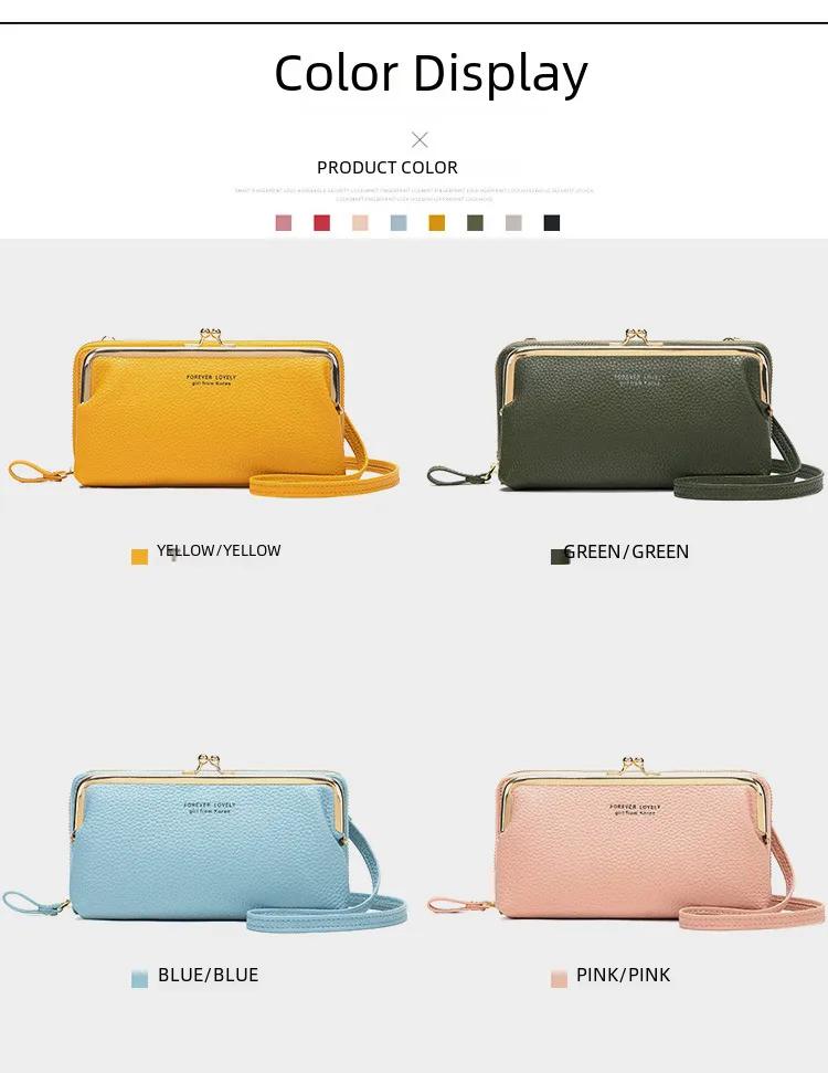 Candy Color Fashion Large Capacity Mobile Phone Bag Women's Wallet Bag Square PU Leather Change Hand Bag display picture 7