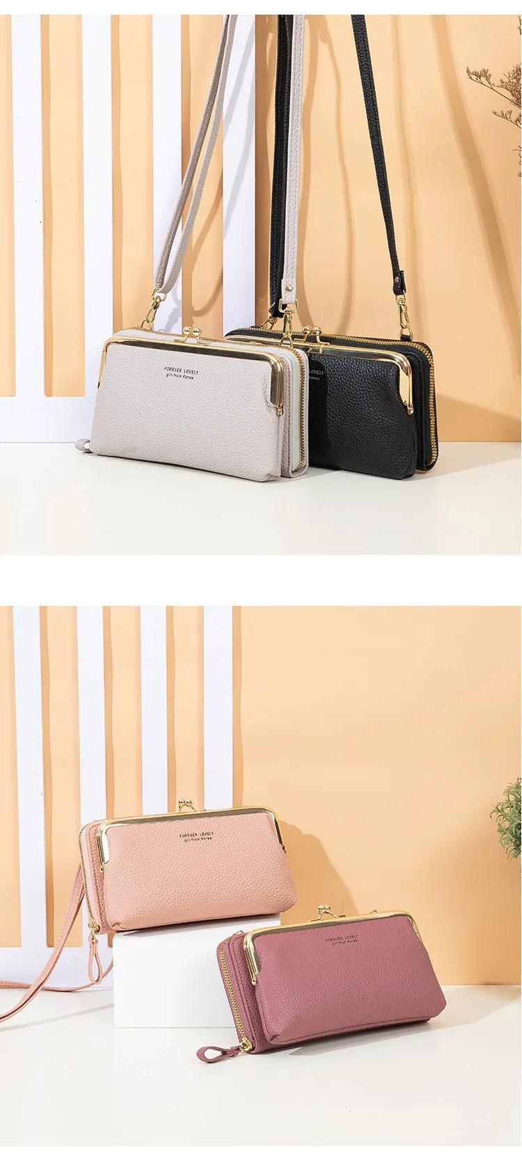 Candy Color Fashion Large Capacity Mobile Phone Bag Women's Wallet Bag Square PU Leather Change Hand Bag display picture 13