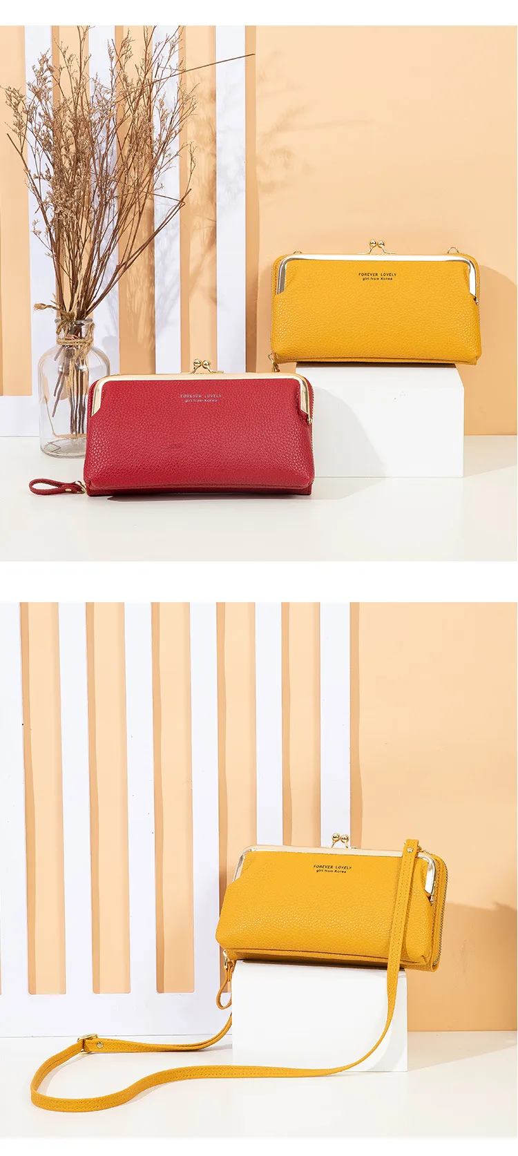 Candy Color Fashion Large Capacity Mobile Phone Bag Women's Wallet Bag Square PU Leather Change Hand Bag display picture 14
