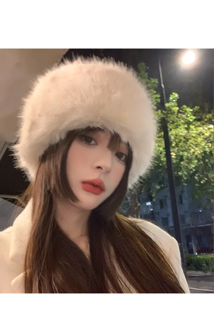 Fur Plush Hat Children's Autumn And Winter Japanese Style Big Head Thickened Warm Cold-proof Ear Protecting Fisherman Hat Shows Small Face display picture 2