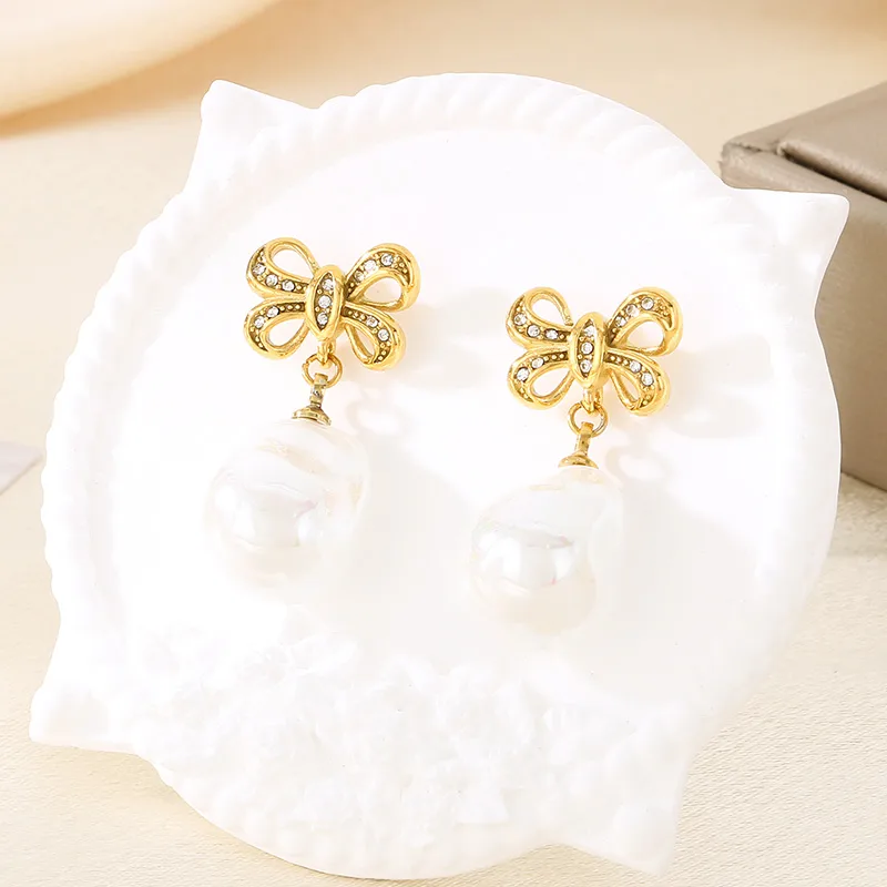 1 Pair Elegant Simple Style Streetwear Bow Knot 304 Stainless Steel 18K Gold Plated Drop Earrings display picture 2