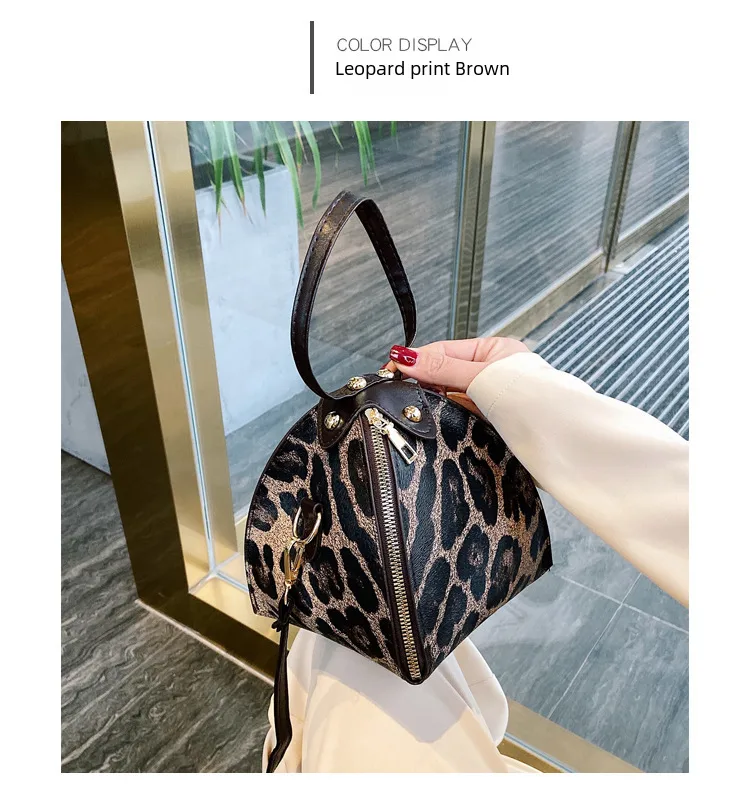 Fashion Leopard Triangle Bag  Korean Style New Arrival Portable Women's Bag Fashionable Women's Shoulder Crossbody Mini Bag display picture 20