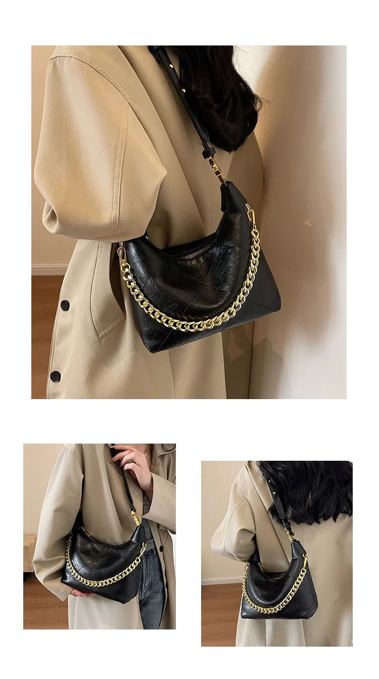 This Year's Popular Bag Women's Large Capacity  New Autumn And Winter Texture Rhombus Chain Shoulder Bag Popular Bucket Bag display picture 7