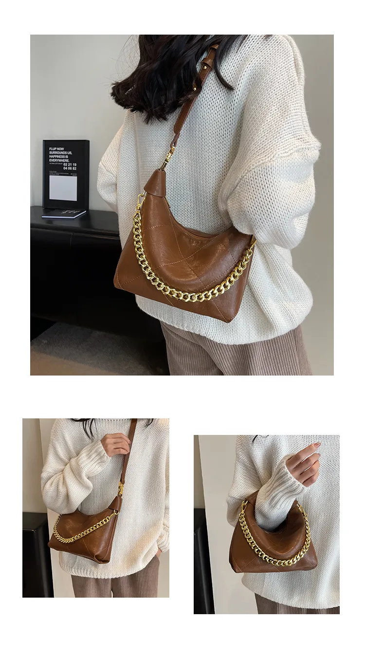 This Year's Popular Bag Women's Large Capacity  New Autumn And Winter Texture Rhombus Chain Shoulder Bag Popular Bucket Bag display picture 10
