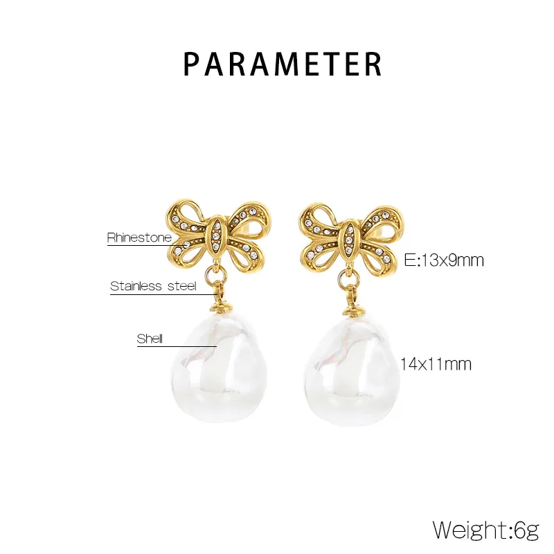 1 Pair Elegant Simple Style Streetwear Bow Knot 304 Stainless Steel 18K Gold Plated Drop Earrings display picture 1