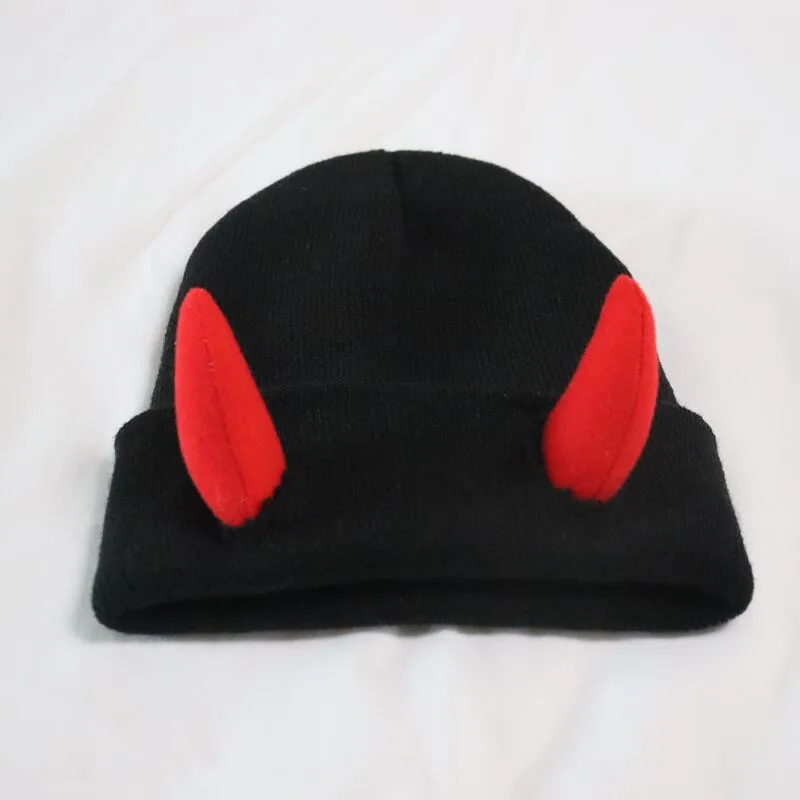 Little Devil Knitted Hat Men's Trendy  Ear Protection Wool Hat Women's Autumn And Winter Warm Big Head Circumference Couple Hat display picture 4