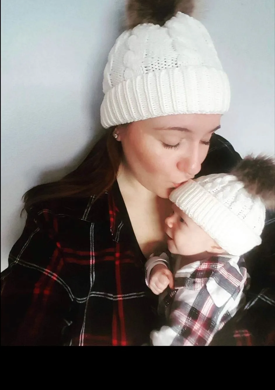 In Autumn And Winter Ball Twist Knitted Hat Warm Female Parent-child Imitation Raccoon Fur Ball Wool Hat display picture 7