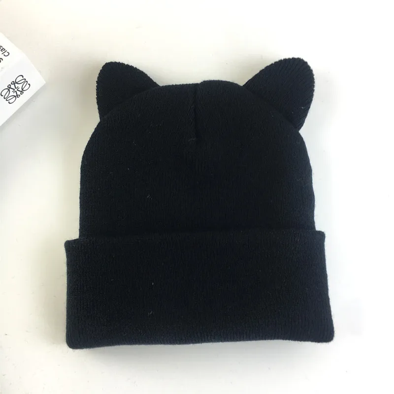 Cute Cat Ears Knitted Wool Hat Women's Korean-style Trendy Cat Ears Pullover Warm Casual Hat Cold Hat display picture 3