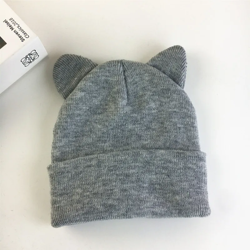 Cute Cat Ears Knitted Wool Hat Women's Korean-style Trendy Cat Ears Pullover Warm Casual Hat Cold Hat display picture 4