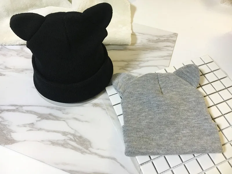 Cute Cat Ears Knitted Wool Hat Women's Korean-style Trendy Cat Ears Pullover Warm Casual Hat Cold Hat display picture 6