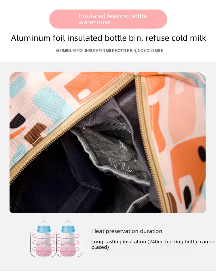 Mummy Bag New Casual Fashion Printed Multifunctional Portable Crossbody Bag Casual Lightweight Thermal Insulation Mother And Baby Bag display picture 5