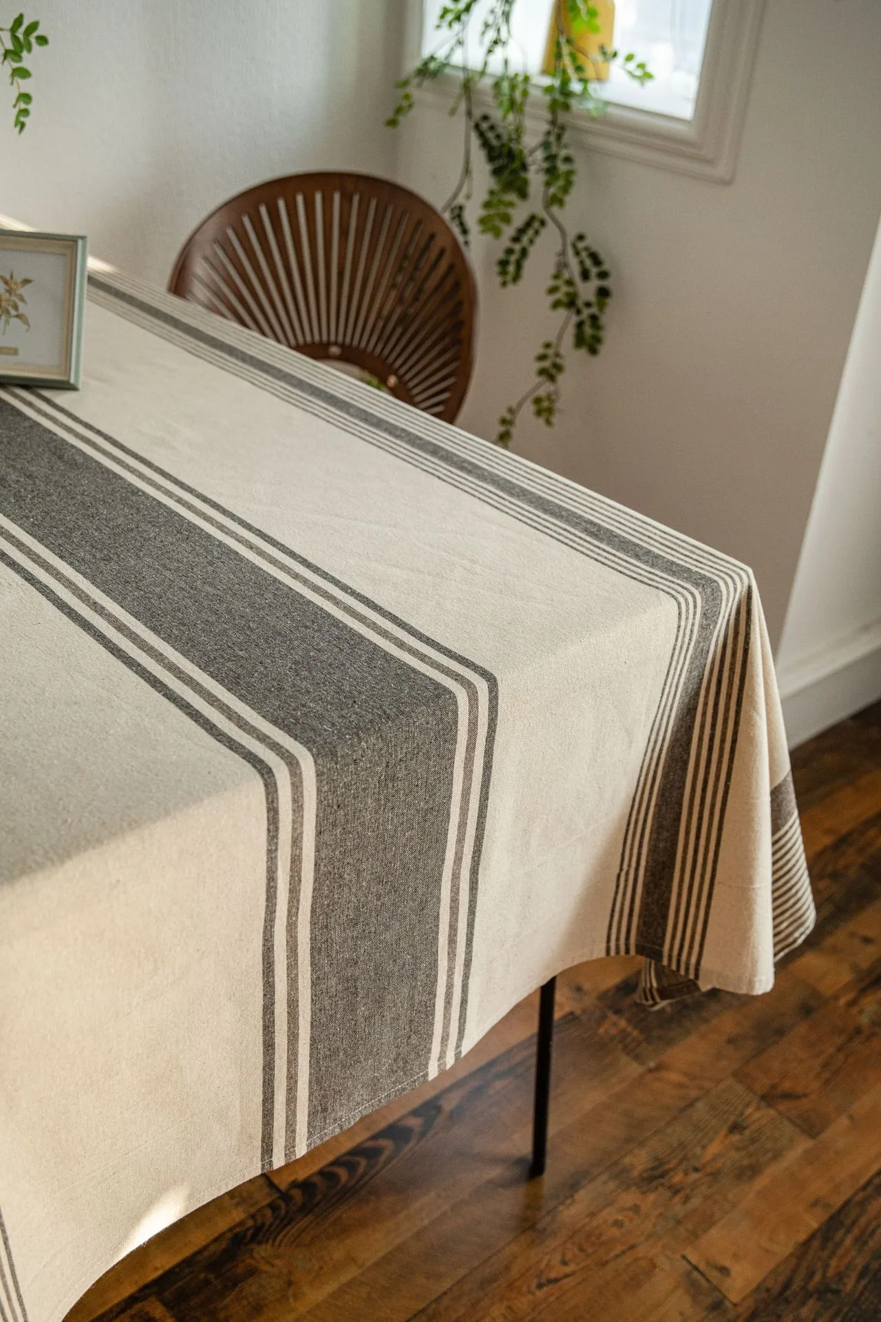 Yi Qiyun Striped Tablecloth Brown Contrast Color Japanese Table Cloth Coffee Table Cloth Fabric Rectangular  Direct display picture 6